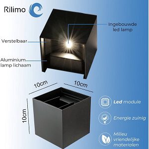 Rilimo® – LED Kubus Wandlamp – Met Beweging Sensor
